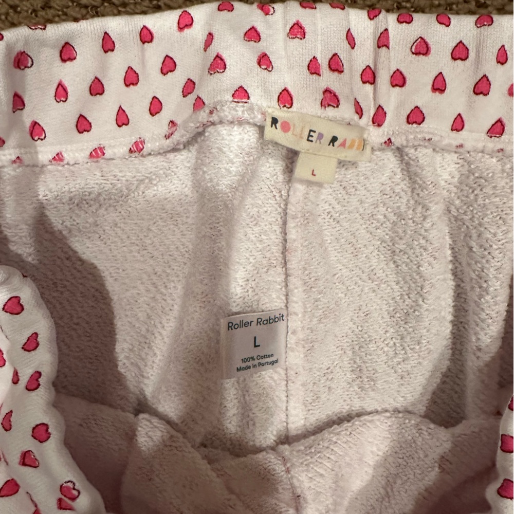 Roller Rabbit pink heart sweatpants size L - Picture 2 of 3
